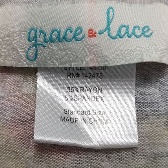 Grace Lace drape twist front gray  long sleeve blouse top - Picture 4 of 4